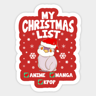 My Christmas List Anime Manga Kpop Sticker